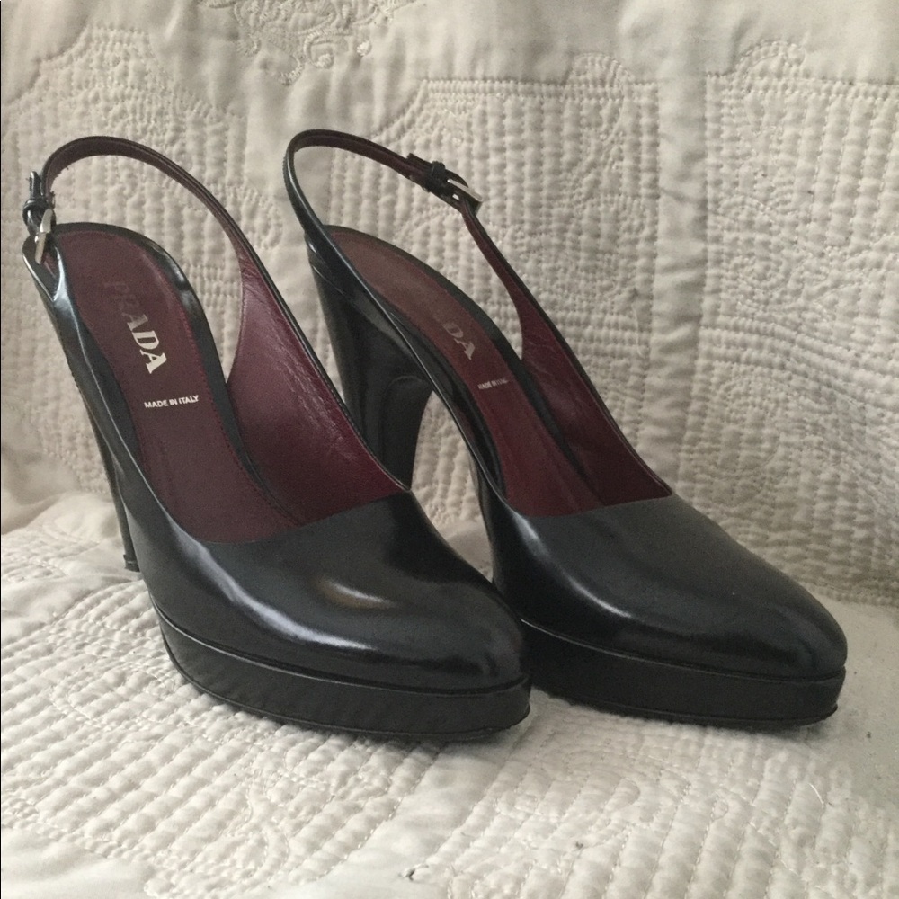 PRADA Black Slingback Pumps